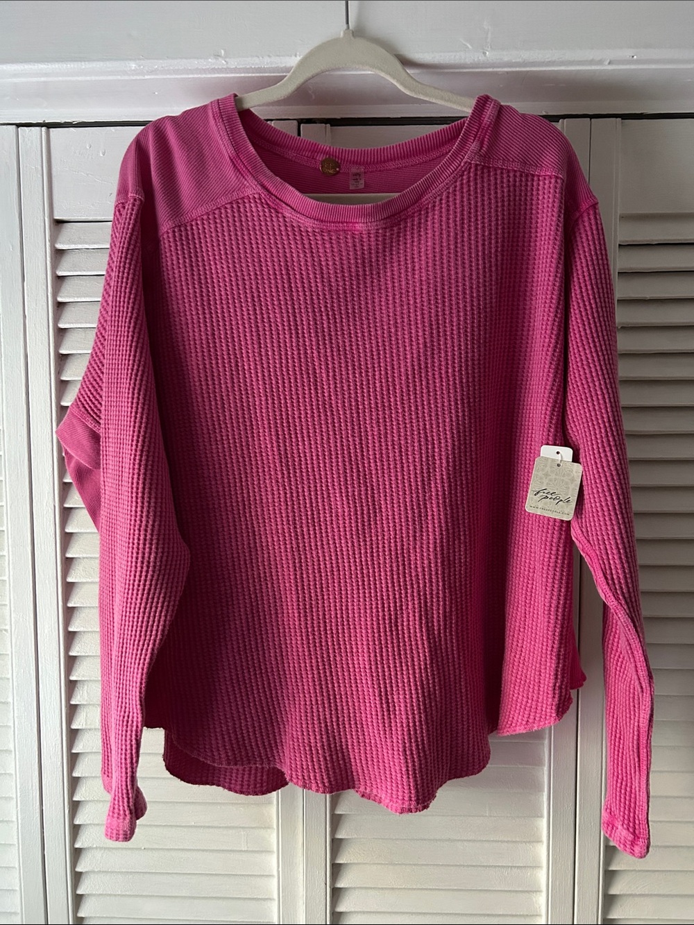 NWT Free People Waffle Knit Long-Sleeve Top - Pink